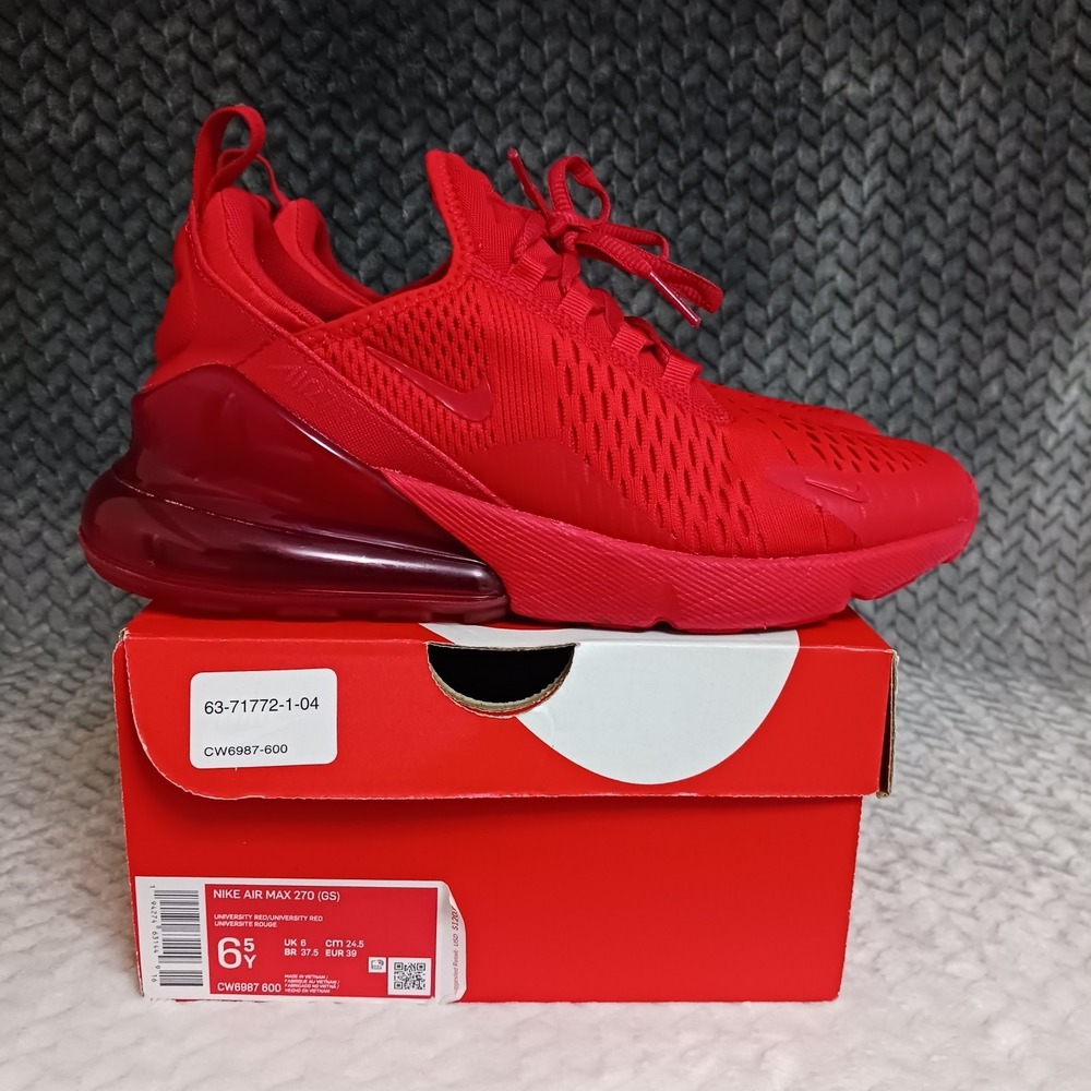 Nike Air Max 270 University Red GS Running Sneakers Shoes Size 6.5Y Women's 8 - Picture 13 of 16